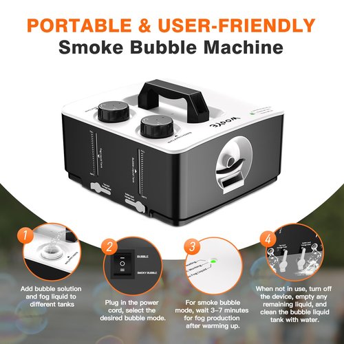 Fog Machine, No Spill Fog Bubble Machine, Portable Smoke Bubble Machine, Bubble Fogger, Bubble Fog Combo Machine for Indoor Outdoor Party Wedding Birthday Photograph Christmas Halloween