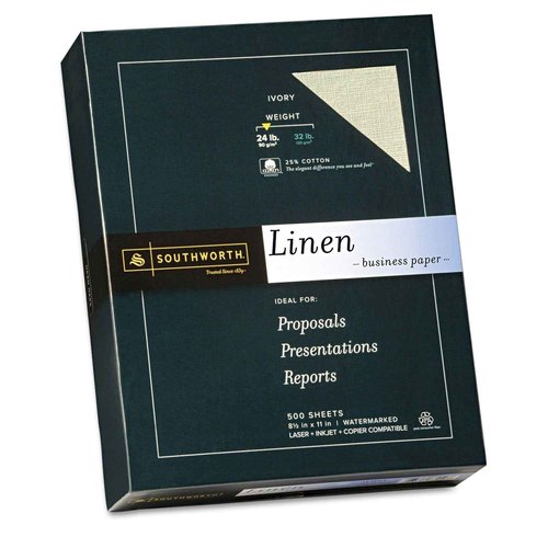 Southworth 564C 25% Cotton Linen Business Paper Ivory 24 lbs. 8-1/2 x 11 500/Box FSC