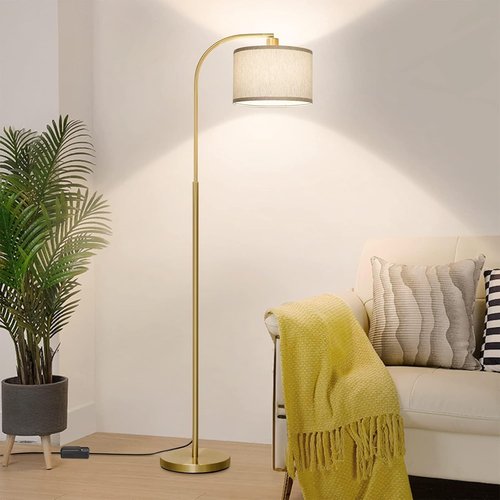 Boncoo LED Floor Lamp - Fully Dimmable Modern Arc Design with Adjustable Drum Shade | Tall Reading Light for Living Room & Bedroom