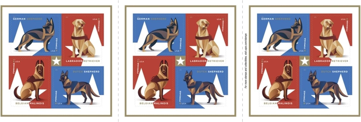 U.S. Postal Service Military Working Dogs Forever Stamps - Sheet of 20 | Scott 4508B