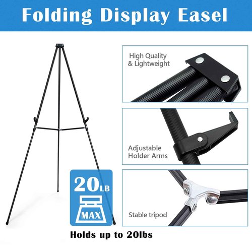 Falling in Art 70" Adjustable Aluminum Display Easel Stand, Versatile Tripod Easel for Artistic Presentations Stand, Lightweight and Sturdy for Art Shows, Exhibitions, and Studios, 2 Pack