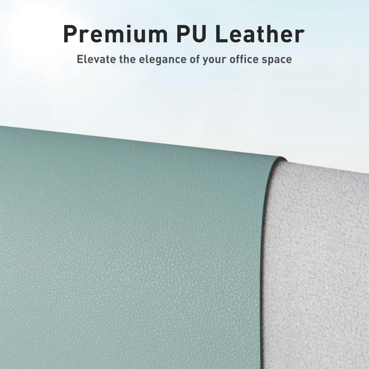 Aothia Faux Leather Desk Mat - Non-Slip PU Leather Desk Blotter, Waterproof Writing Surface, Large Desk Pad for Office & Home (Light Blue, 55" x 17")