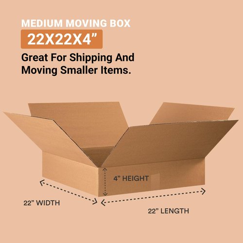 AVIDITI Shipping Boxes Flat 22"L x 22"W x 4"H (10-Pack) Corrugated Cardboard Box for Packing, Moving and Storage