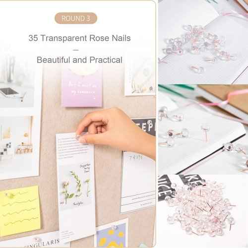 2Pcs Foldable Large Felt Bulletin Board - 36'' x 18'', Decorative Picture Framed Display Board with 70 Rose Pins for School, Home, Kitchen & Office Walls