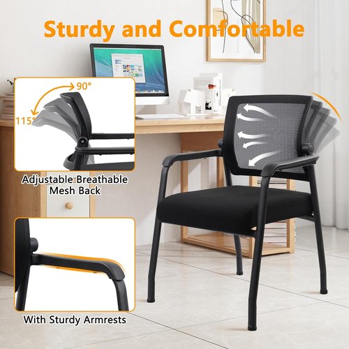 KLASIKA Ergonomic Desk Chair - Adjustable Mesh Backrest & Lumbar Support | No Wheels, Thick Cushion
