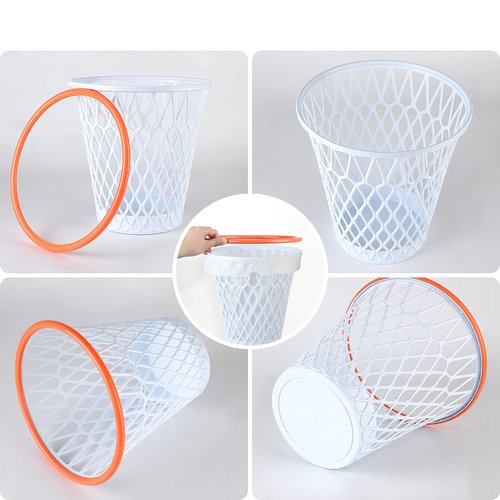 8 Pcs Basketball Trash Can 4.5 Gallon Basketball Garbage Can Plastic Waste Basket Trash Bin Gift for Home Office Kitchen Living Room Gym