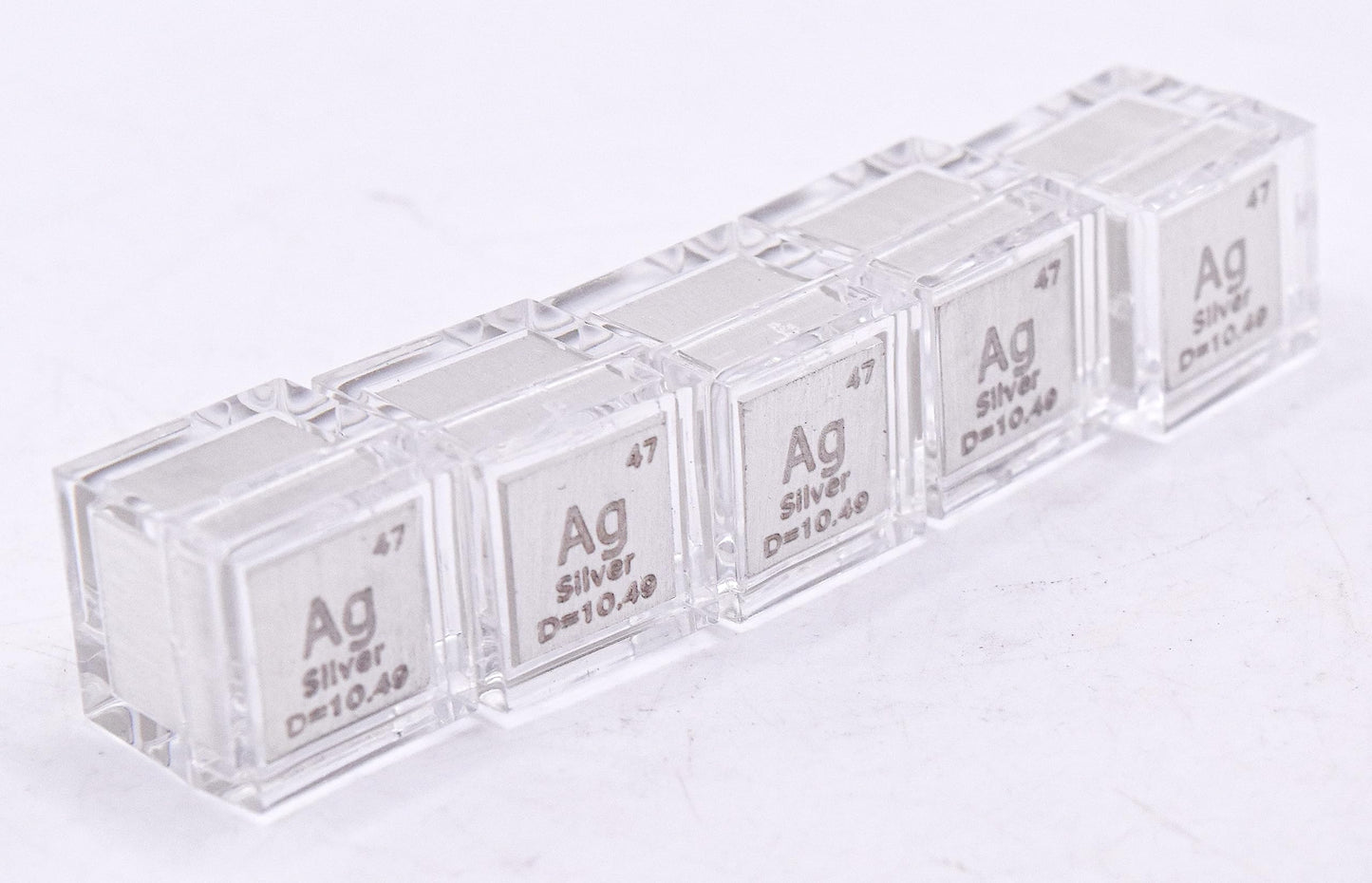 0.39" 10mm Silver Argentum Metal Cube Ag up to 99.9% Pure Periodic Table Element Engraved Density Collection Science Education Display Block Cube + Acrylic Case Box - 1PC