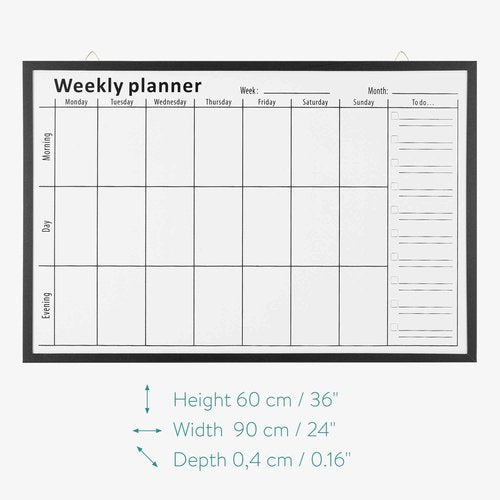 Navaris Weekly Planner White Board - 24" x 36" Magnetic Dry Erase Whiteboard Calendar with 7-Day Week Plan for Wall - Includes Markers and Magnets