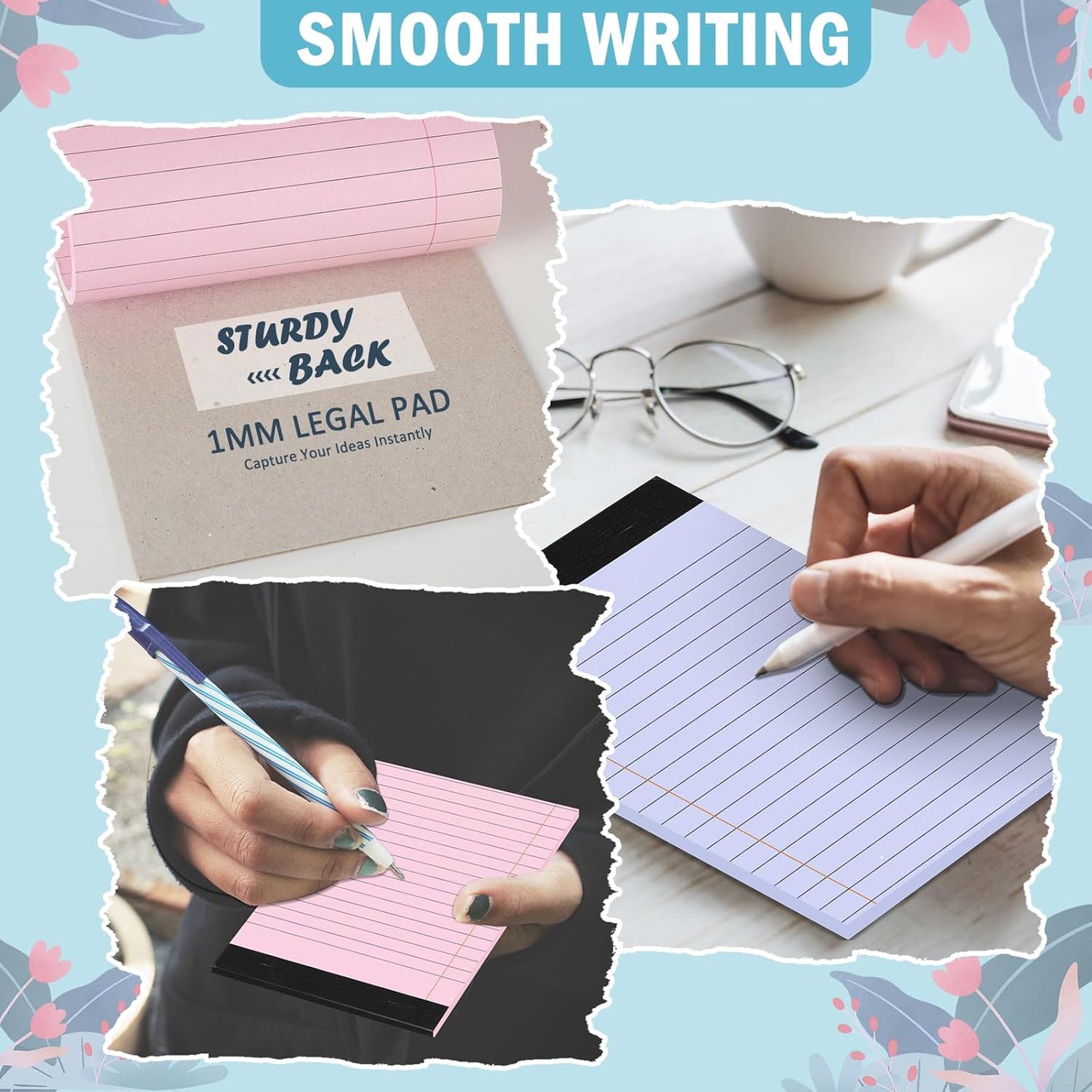 Skiennix Mini Legal Pads - 12 Pack 4" x 6" College Ruled Pastel Notebooks | 80 GSM, 30 Sheets Each