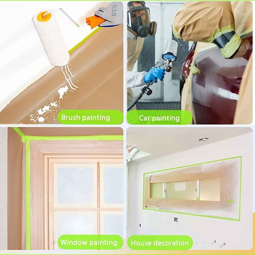 Yudahgan Pre-Taped Masking Paper-12 inch x 50 feet Automotive Paint Masking Paper, Painters Paper for Cars and Auto Body, Floor Protection,Wall Covering(Masking Paper:9rolls,Tape:4rolls)