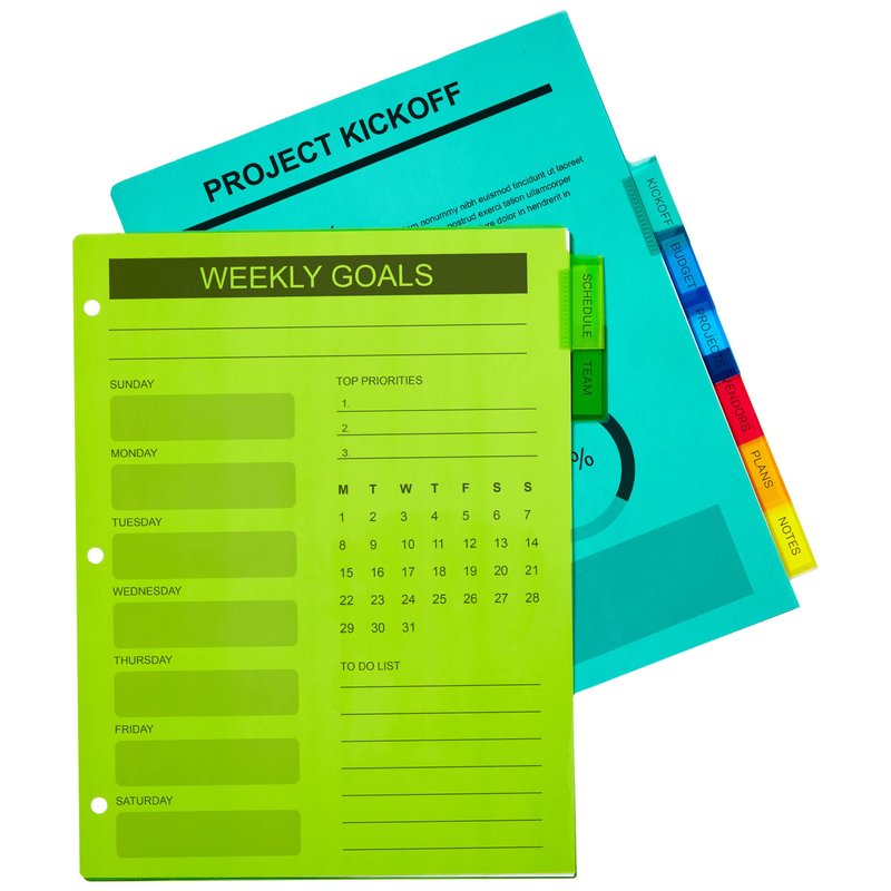 Avery Dividers for 3 Ring Binders, 8-Tab Plastic Binder Dividers Insertable Big Tabs, Multicolor, 1 Set (11901)