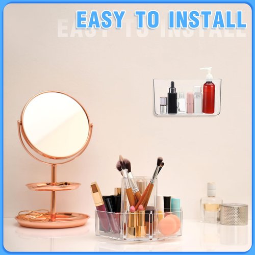 Suzile 6 Pack Wall Mount Organizer Acrylic File Holder Adhesive Cabinet Door Organizer Wall Mounted Storage Box for Office Kitchen Bathroom Bedroom Garage Craft Room Collection(Big)