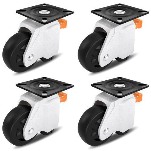 Upgrade Leveling Casters with Ratchet Handle, Height-Adjustable Plate Casters, White Retractable Casters for Workbench & Machine&Furniture, 1600 Lbs Total Load Capacity，4-Pack