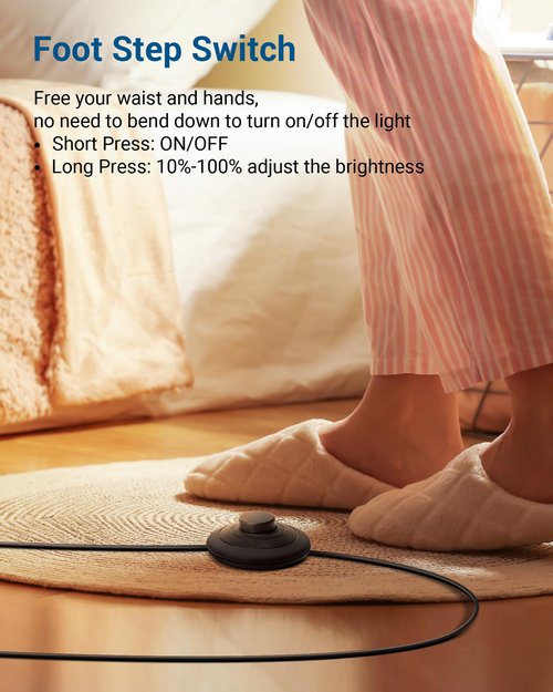DEWENWILS Floor Lamp, Set of 2 LED Corner Light Works with Foot Switch, 1100 Lumen Dimmable Floor Lamp with 3000K Warm White, 57.5" Tall Standing Lamp for Living Room, Bedroom, Office (Black)