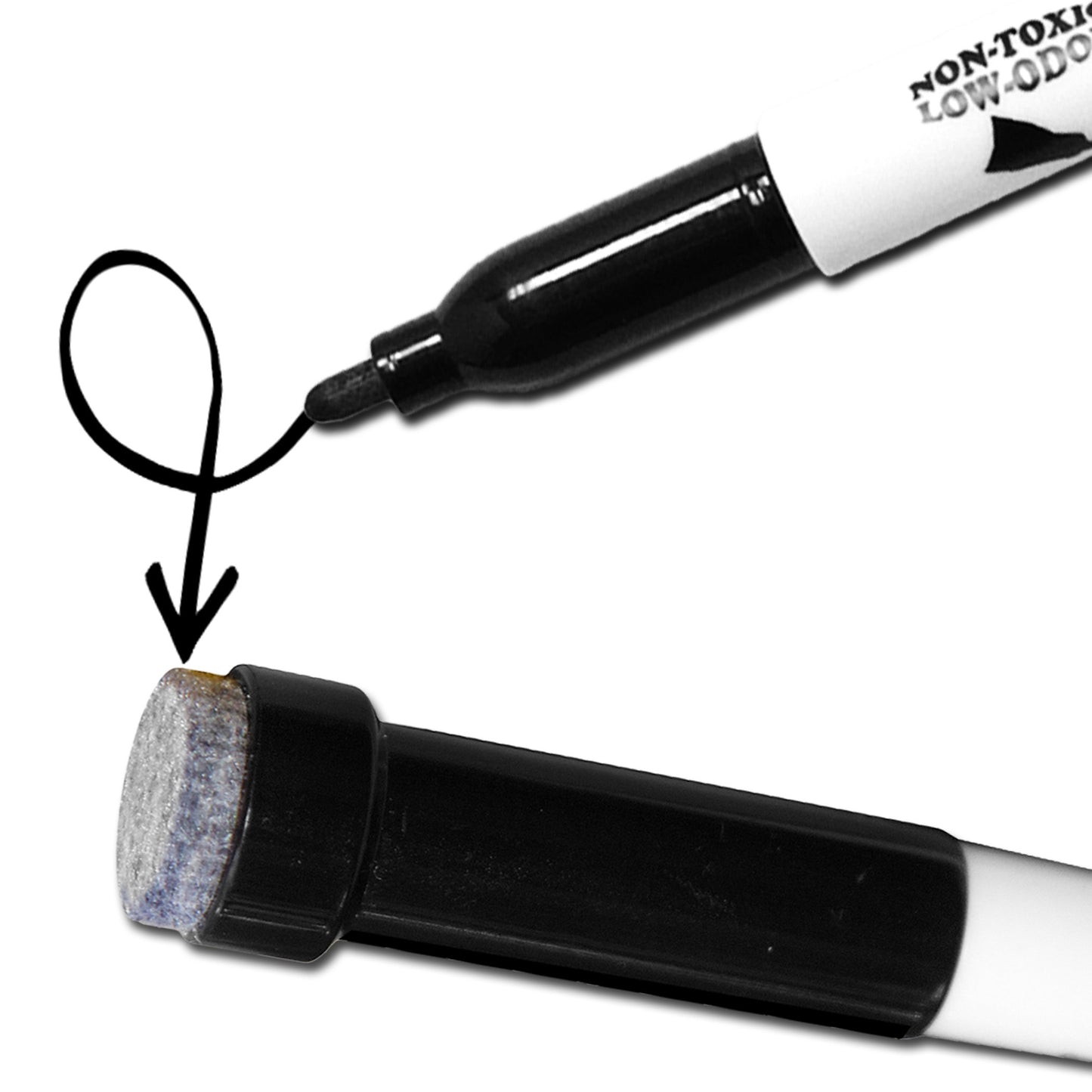 (24) KleenSlate Black Low Odor Dry Eraser Markers with Eraser, Bullet point