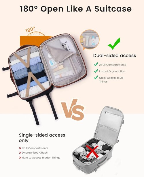 LOVEVOOK Travel Backpack - 45L Expandable Carry-On Bag | Waterproof Business & Weekend Essentials, Fits 17" Laptop