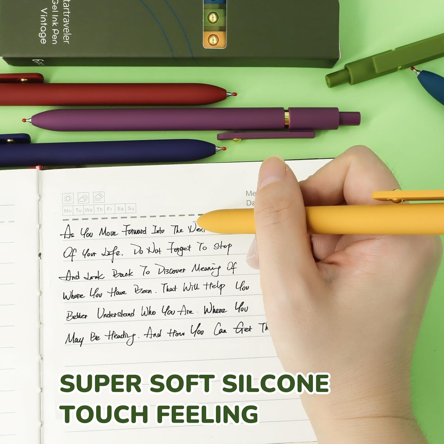 UIXJODO Gel Pens - 6 Pcs Fine Point Black Ink Pens for Smooth Writing | High-End Retractable Design