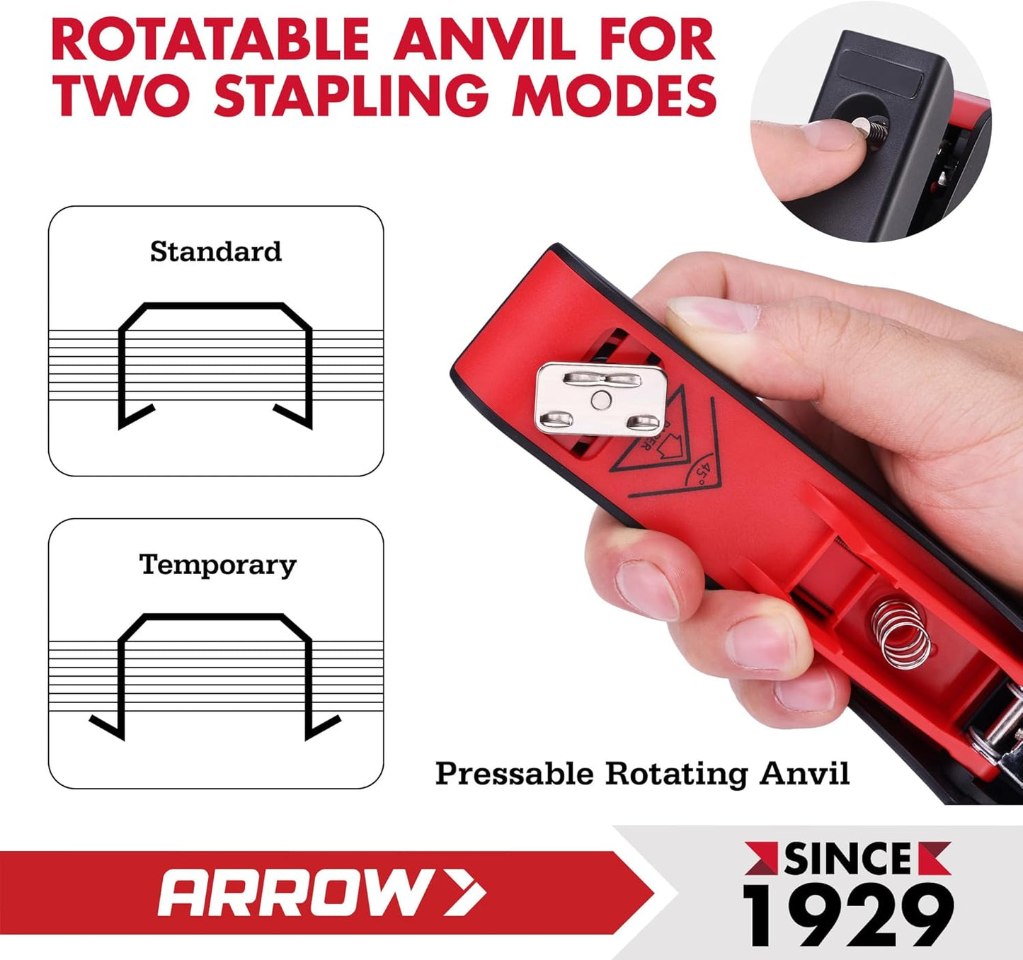 Arrow Full-Strip Stapler - 25 Sheets Capacity with 2520 Count Staples | Built-In Storage & Non-Slip Design
