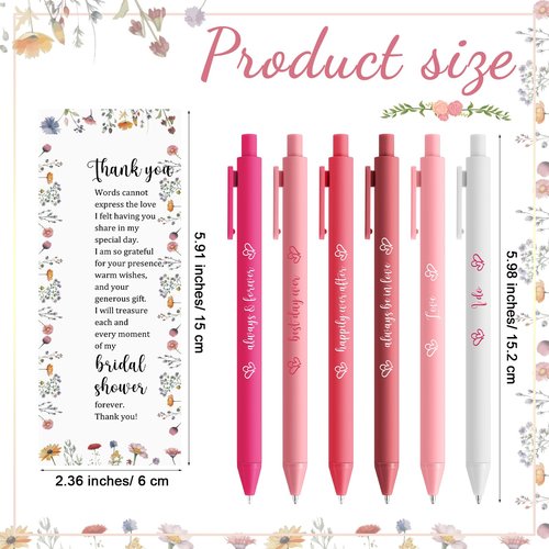 Marspark 30 Sets Bridal Shower Favors for Guests Wedding Pens Bulk with Thank You Cards Bridal Shower Retractable Ballpoint Pen for Wedding Souvenirs Table Gifts Game Prizes (Wildflowers)