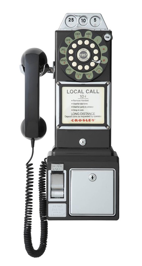 Crosley CR56-BK 1950's Payphone with Push Button Technology, Black