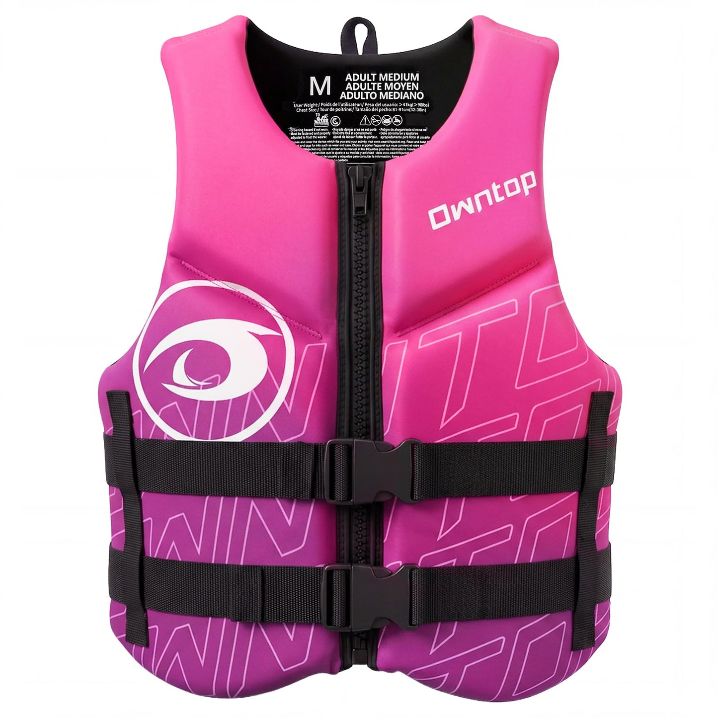 Owntop Swim Vest Adult Water Sport Vest Neoprene Floaties for Swimming, Boating, Kayaking, Fishing | Adjustable Zipper Dual Buckle Foldable Kayak Vest Jacket