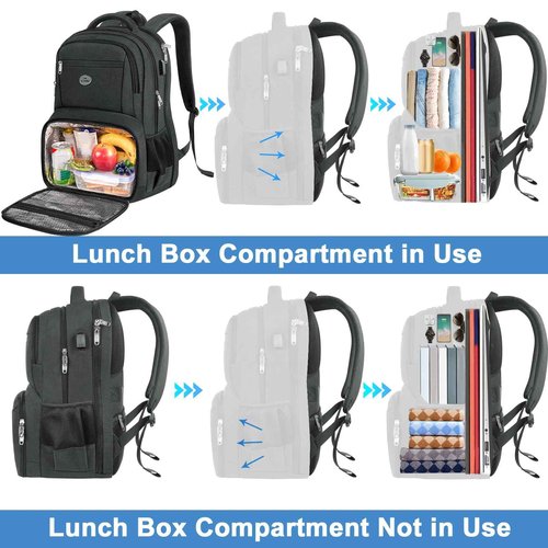 MATEIN 18 Inch Backpack for Men, Extra Large Work Backpack with Lunch Compartment, Water Resistant Insulated Cooler Computer Bag with USB Port, Sturdy Padded Carry On Laptop Daypack for College Travel