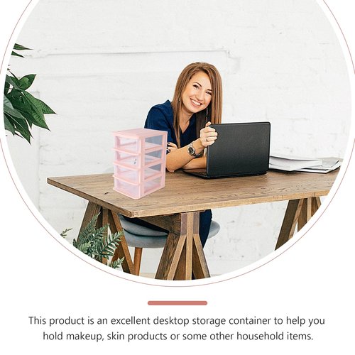 DOITOOL 4 Drawer Cube Storage Organizer for Home Office, Plastic Makeup Organizer Storage Station Cube, Desktop Organizer for Office Supplies, Makeup Supplies (Pink)