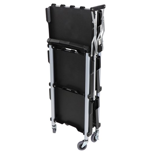 BISupply Rolling Carts with Wheels - 3 Tier Folding Push Utility Cart for Office, Restaurant, Warehouse, and Home