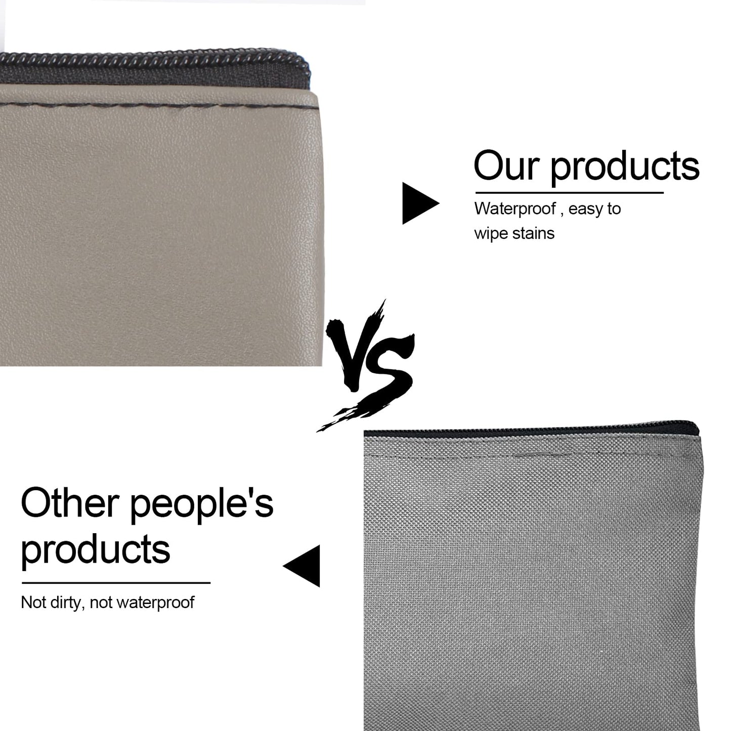 4Pack Money Bag 11 X 6, Safe Durable Waterproof PU Leather Bank Pouch With Zipper for Cash, Coins, Checks, Makeup, Bills, Receipts, Tool Storage (Grey)