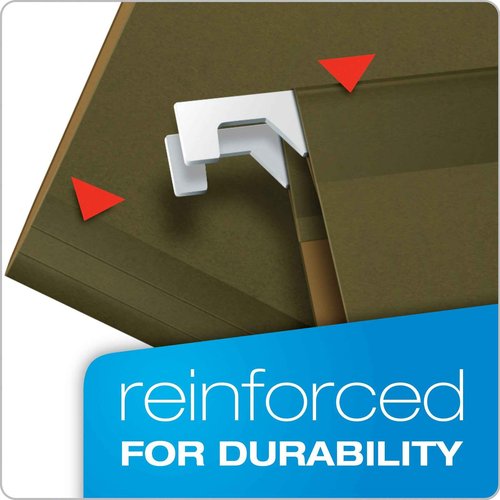Pendaflex Extra Capacity Reinforced Hanging File Folders, 2", Legal Size, Standard Green, 1/5 Cut, 25/BX (4153x2) & Recycled Hanging Folders, Legal Size, Standard Green, 1/5 Cut, 25/BX (81622)