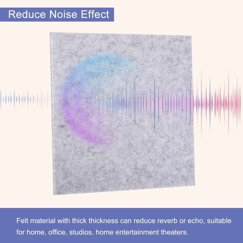 PATIKIL Felt Bulletin Board 12"x12" 6 Packs Self Adhesive Square Felt Tiles for Sound Proofing Wall Panels with 30 Push Pins for Home Office Recording Studio, Game Room, Gray