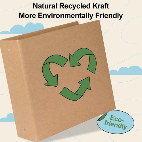 2 Packs Kraft 3-inch Binder, Durable Letter Size 3 Ring Binder Natural Recycled Kraft 3 Ring, O-Ring Organizer, Fit for 8.5x11 Inches, for Home Office Supplies