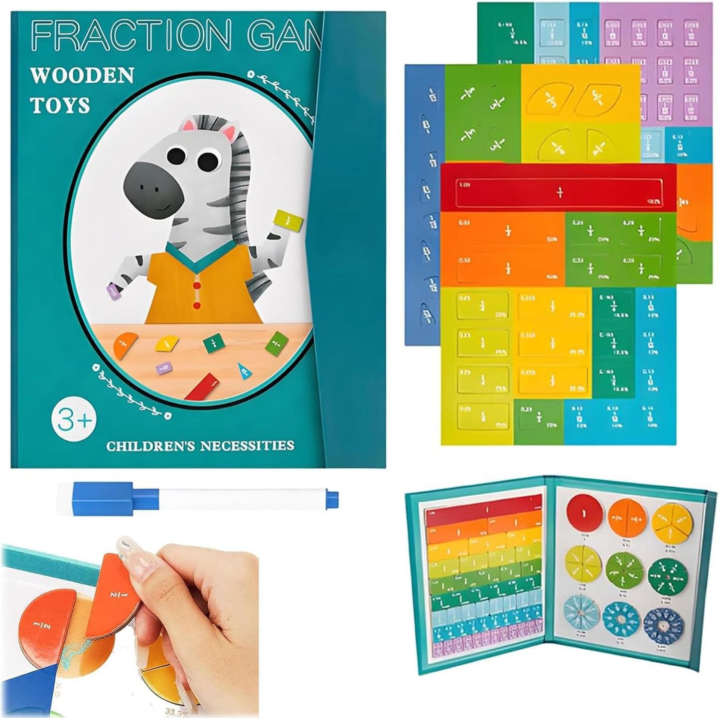 Skiennix Magnetic Fraction Demonstration Book - Engaging Educational Math Puzzle for Kids | Interactive Tiles Set
