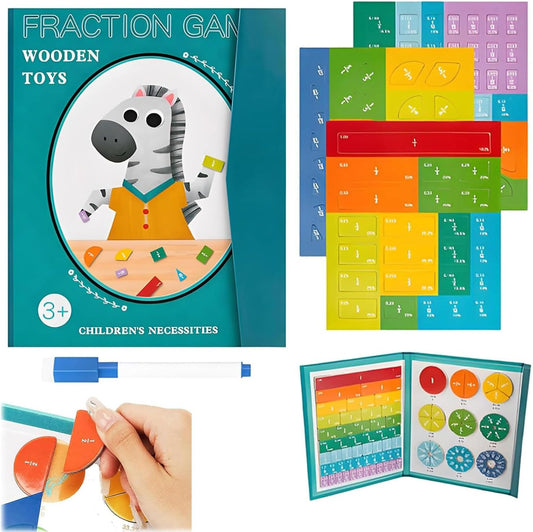 Skiennix Magnetic Fraction Demonstration Book - Engaging Educational Math Puzzle for Kids | Interactive Tiles Set