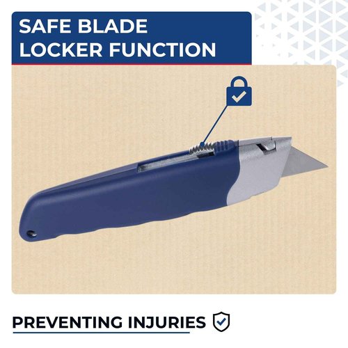 IDL Packaging IDL-210 HD Retractable Box Cutter (Pack of 6) - Heavy-Duty Knife with Push Tab and Lock Function - Handy Box Opener with Razor Blades for Cardboard, Cartons