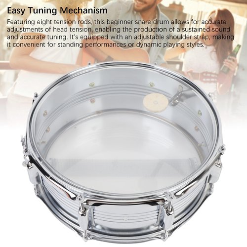Snare Drum Transparent Shoulder Strap Marching Drum Beginner Practice Snare Drum for Performance