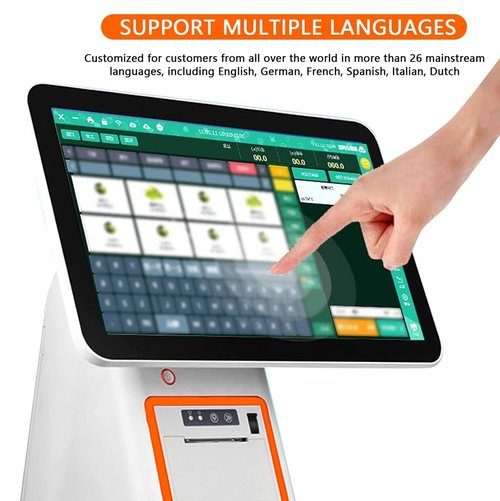 POS Cash Register, All-in-One Cashier Register with Dual Touch Screen 15.6", POS System for Small Business with CPU I5, 8GB RAM, 128G SSD, Windows 10, WiFi Module, for Retail and Restaurant,Black
