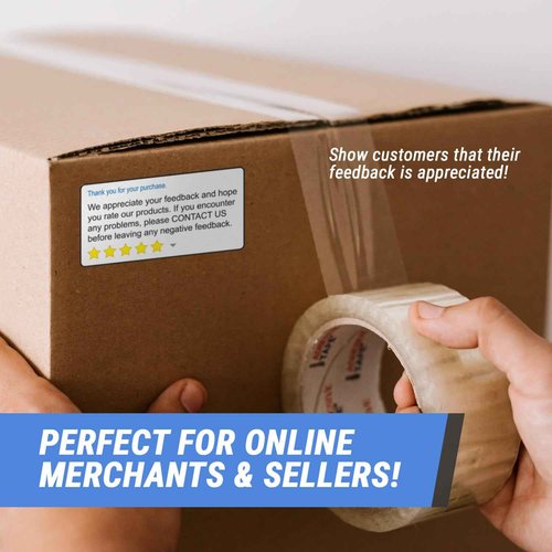 Thank You for Your Purchase Labels (4 x 2 inch, White - 1200 Labels) We Appreciate Your Feedback Stickers for E-Commerce, Customer Service or Small Business