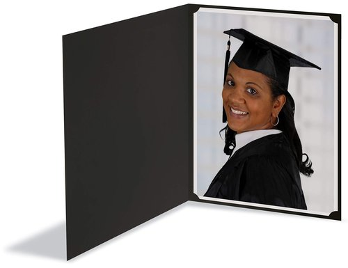 Better Office Products 25 Pack Black Certificate Holders, Diploma Holders, Document Covers with Gold Foil Border, for Letter Size Paper, 25 Count, Black