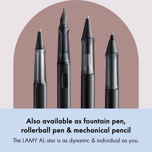 Lamy AL-star black - Ballpoint Pen with transparent, ergonomic grip & line width M - lightweight aluminium body - including large capacity refill M 16 in black