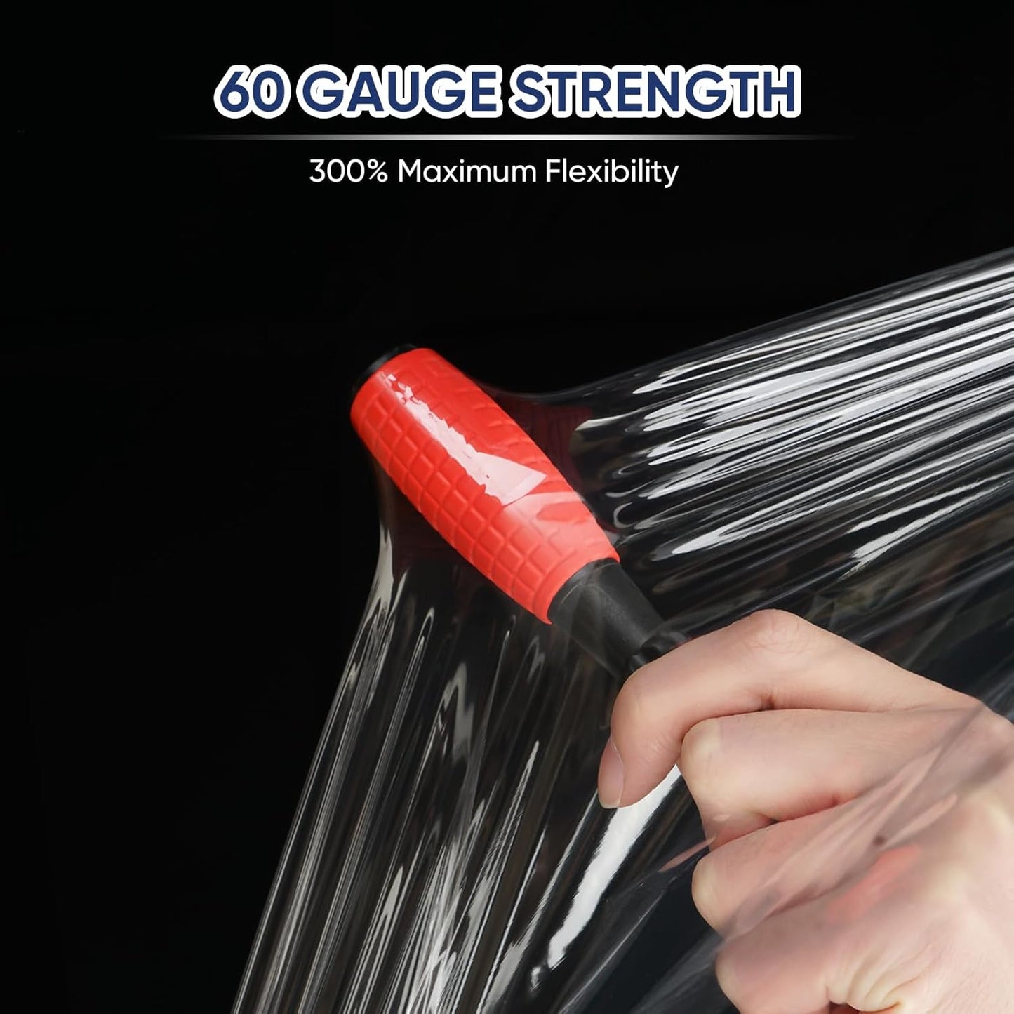 TICONN Stretch Wrap Roll - 1000ft Industrial Strength 15" Wide Clear Plastic Film with Handles for Easy Pallet Wrapping