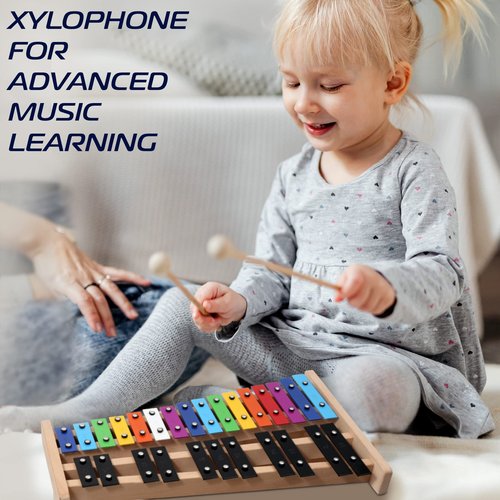 MINIARTIS Glockenspiel Xylophone | Full Size Glockenspiel Xylophone 27 Note Colorful Metal Keys for Adults & Kids | Percussion Musical Instrument Includes 2 Wooden Beaters, Songbook and Carry Case