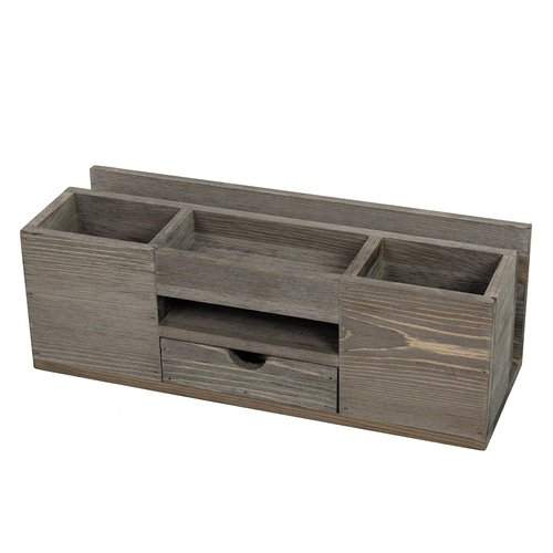 Liry Products Brown Wooden Desktop Organizer Multiple Compartments Rack Shelf Drawer Tabletop Wood Storage Cabinet Office Supplies Caddy Document Stationery Holder Accessory Sorter Vanity Home