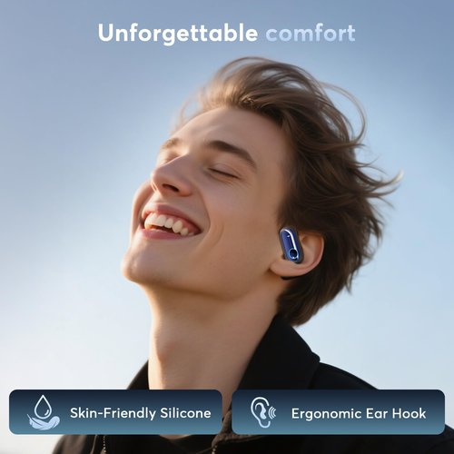 MOZC 168 Languages AI Translation Earbuds, Bluetooth 5.4 Headphones Translator, 4-in-1 Smart Mode Touch Screen Real-Time Earphones Fit iOS and Android Ideal for Travel Business Learning, Deep Blue
