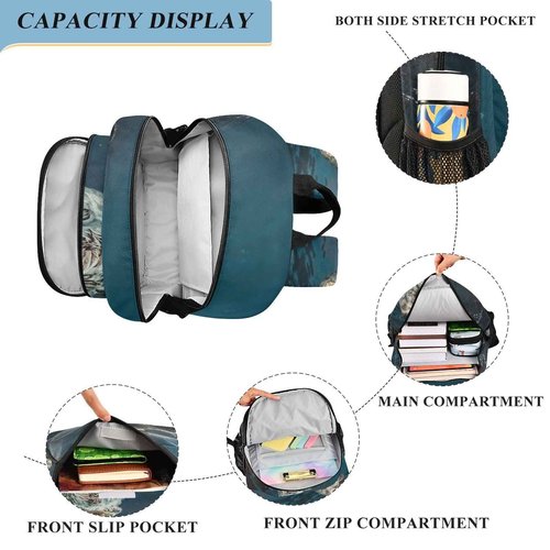Glaphy Two Sea Otter Backpack School Bag Lightweight Laptop Backpack Student Travel Daypack with Reflective Stripes