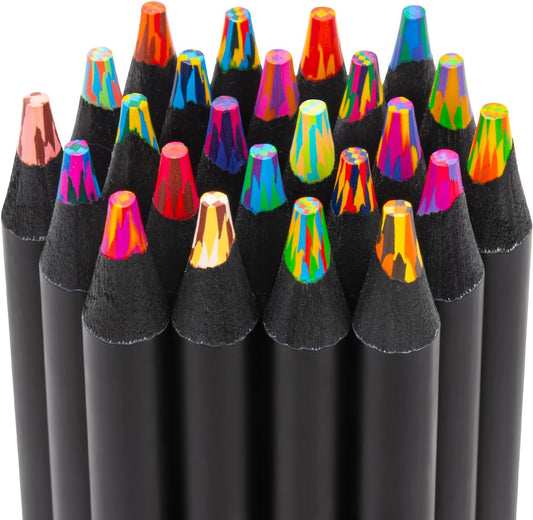 Yangmei Rainbow Colored Pencils - 24 Pack Easter Basket Stuffers for Kids Aged 5-12 | Trendy Art Supplies