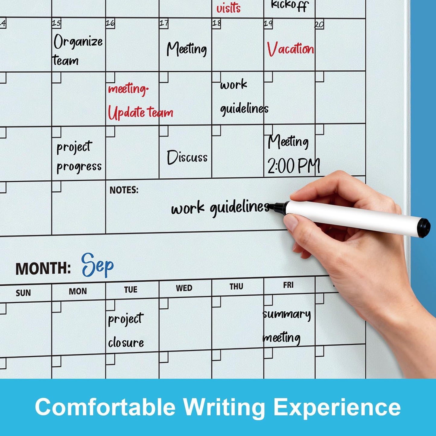 Large Glass Dry Ease Calendar for Wall, 72 x 48 Inches Magnetic Glass Yearly Calendar Whiteboard, 6' x 4' Frameless Planner Board for Office, Home, School