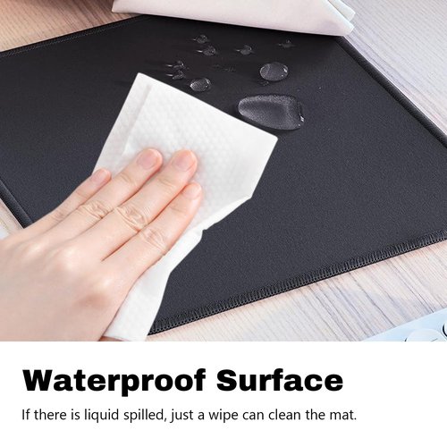 Mouse Pad, Gaming Pad, with Anti-Fray Stitching, Stitched Edges, Non-Slip Rubber Base-Durable, Portable, with Easy Glide, Quick Response, Water-Washable, Black