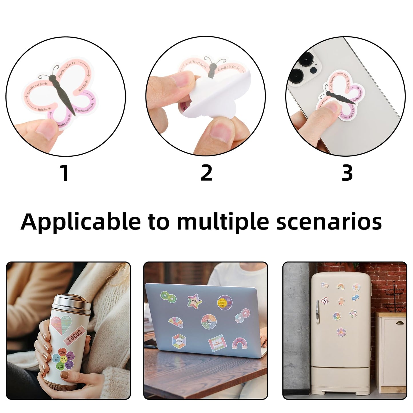 60 Pcs Anxiety Sensory Stickers, Texture Calming Mood Fidget Stickers, Stress Anxiety Relief Calm Stickers for Adults, Must Haves Laptop Supplies