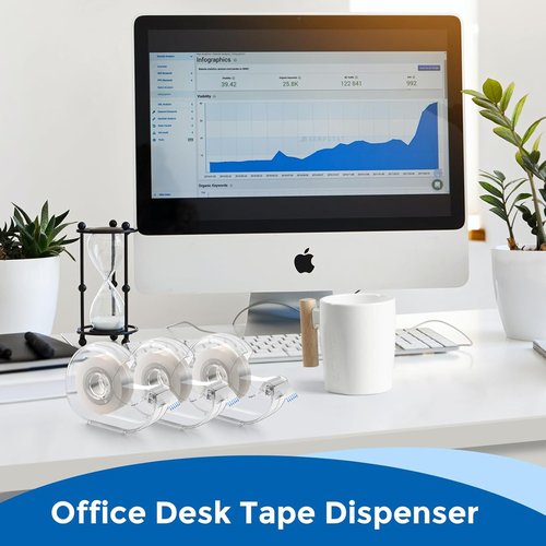 ALSISK Transparent Tape - Clear Dispenser with Refills for Home, School & Office | 0.7" x 1000" | 8 Pack